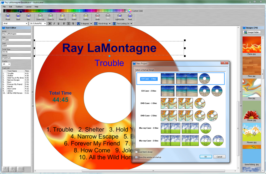 AudioLabel CD/DVD Labeler - Smart cd/dvd label software.