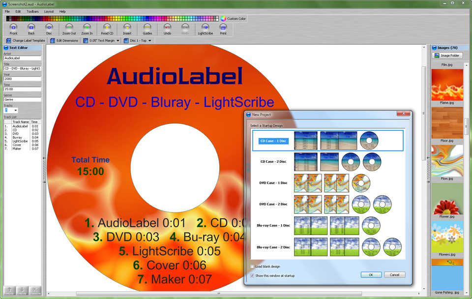 AudioLabel Cover Maker - for CD, DVD, LightScribe